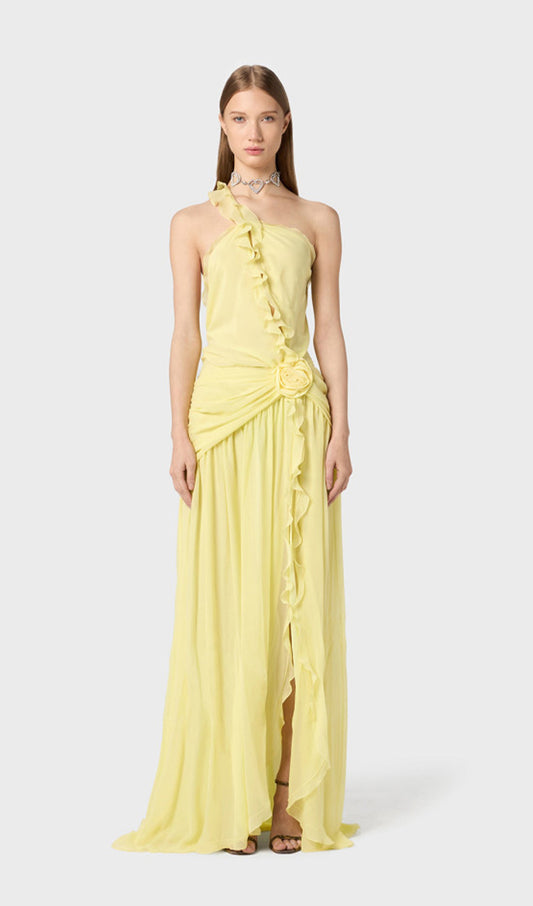 One Shoulder Ruffled Maxi Dress