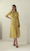 Yellow Printed Short Sleeve Midi Dress