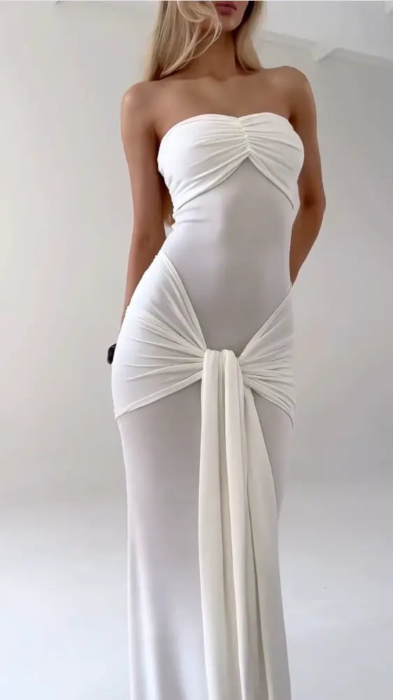 Strapless Twisted Fitted Maxi Dress