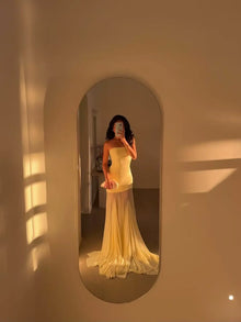 Strapless Bodycon Mesh Paneling Maxi Dres – Elegant Party & Evening Wear