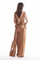 Backless Satin Floral Waist Dress