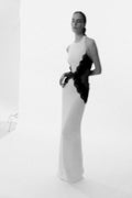Crew-Neck Halter Backless Lace-Splicing Waist Side-Slit Dress