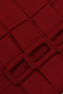 Burgundy Lace-up Bustier Mini Dress