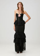 Strapless Corset-Style Halter-Tie 3D Floral Lace Dress