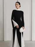 Knitted maxi dress with triangular inserts