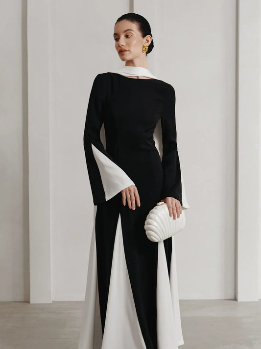 Knitted maxi dress with triangular inserts