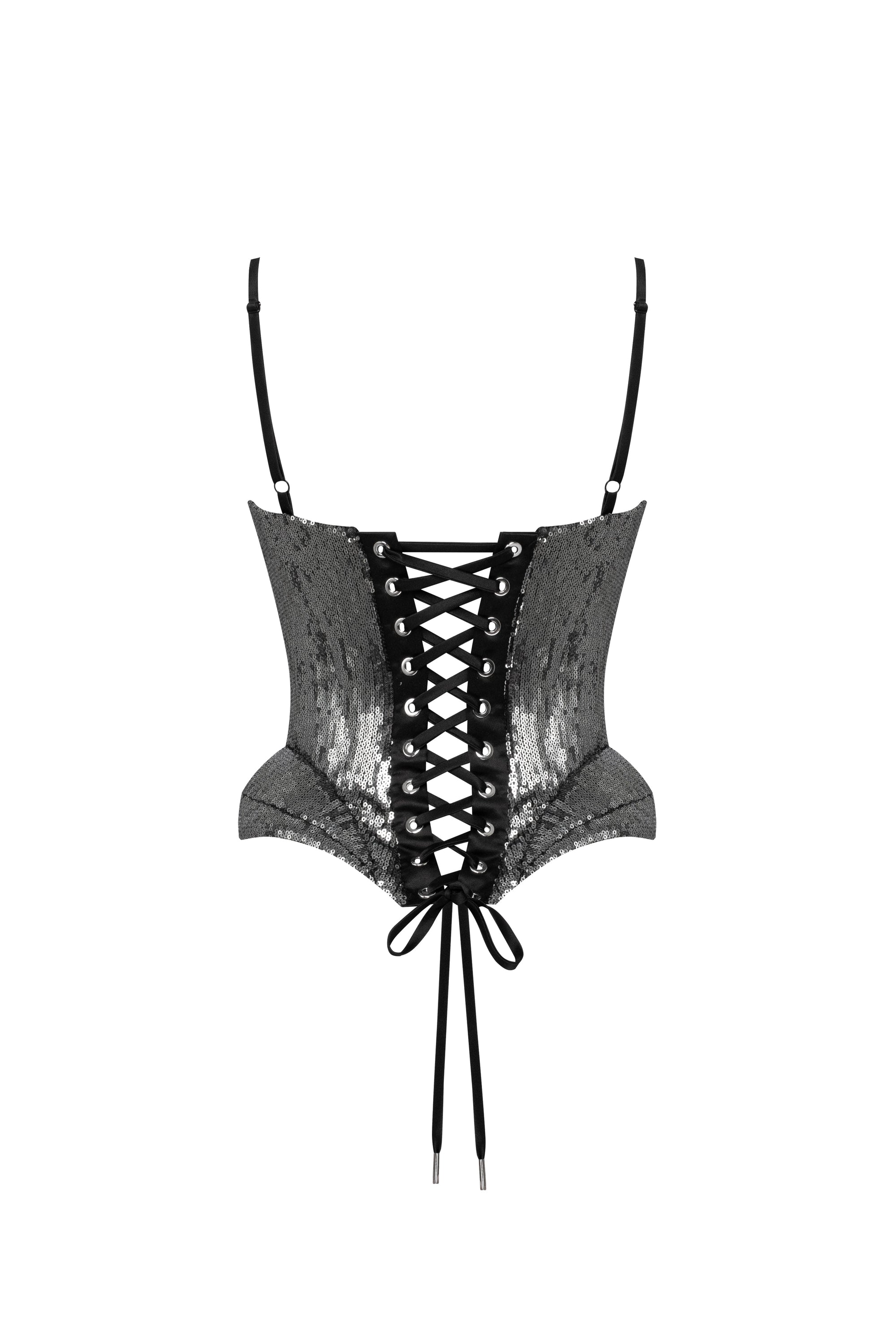 Sequin Spaghetti Strap Corset Top and Skirt Two-Piece Set