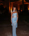 Scarf-Style Bandeau Mesh Rhinestone Waist Cut-Out Dress