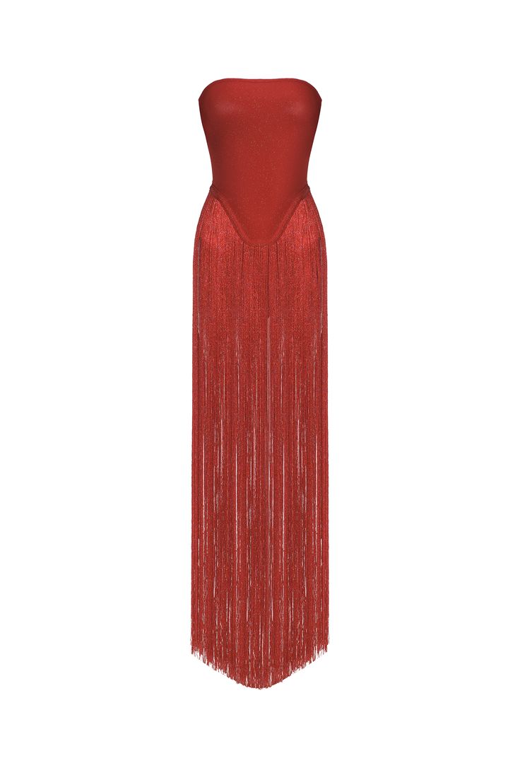 Strapless Bandage Fringe Panel Dress