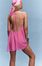 Halter-Tie Backless Chiffon Mini Dress