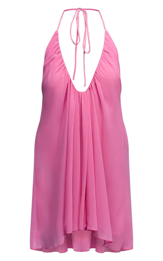 Halter-Tie Backless Chiffon Mini Dress