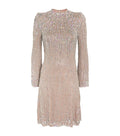 Sequin Rhinestone-Embroidered Long-Sleeve Gown