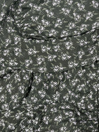 Square-Neck Long-Sleeve Printed Chiffon Tiered Asymmetric-Hem Maxi Dress