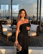 Strapless Bandage Fringe Panel Dress