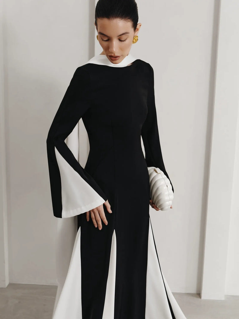 Knitted maxi dress with triangular inserts