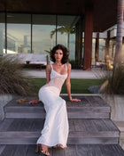 Spaghetti Strap Mesh Splicing Bodycon Dress