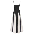 Black and White Pleated Chiffon Maxi Dress