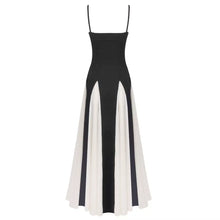 Black and White Pleated Chiffon Maxi Dress