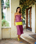 Strapless Iridescent Mesh Four-Way Stretch Paneled P Midi Dress