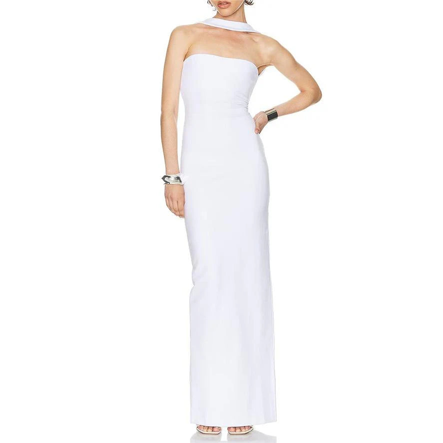 Back Halter Strapless Back Slit Bodycon Dress