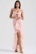 Spaghetti Strap Front Cutout Draped Hem Dress