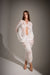 V-Neck Front-Center Cut-Out Set-In -Sleeve Ruched Cocoon Lace Dress