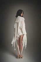 Cape Ruffle Collar Long-Sleeve Top & Shorts Set