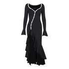 Sweetheart Neckline Long Sleeves Ruffled Cuffs Dress