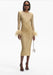 Bodycon Ruched Rhinestone Ostrich Feather Trim  Dress