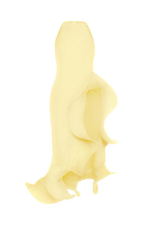 Sleeveless Pleated Tie-Hem Horsehair-Trim Dress