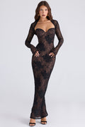 Bustier Strapless Lace Dress with Cropped Long-Sleeve Lace Mini Jacket Set
