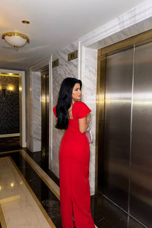 Square-Neck Rhinestone Bust and Shoulder-Drape Bodycon Maxi Dress