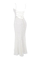 Ivory Lace up Back Maxi Dress