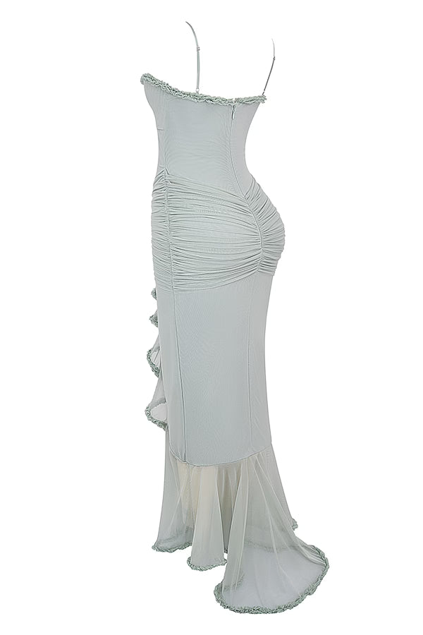 Spaghetti Strap Front Cutout Draped Hem Dress