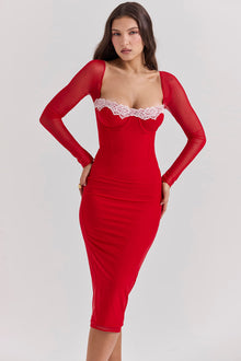 Square-Neck Long-Sleeve Corset Bodycon Dress