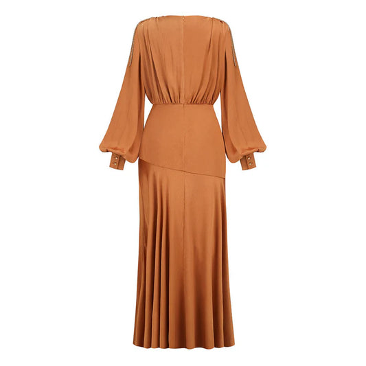 High Neck Split Maxi Evening Dress