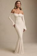 Strapless Long Sleeve Lace Mermaid Dress