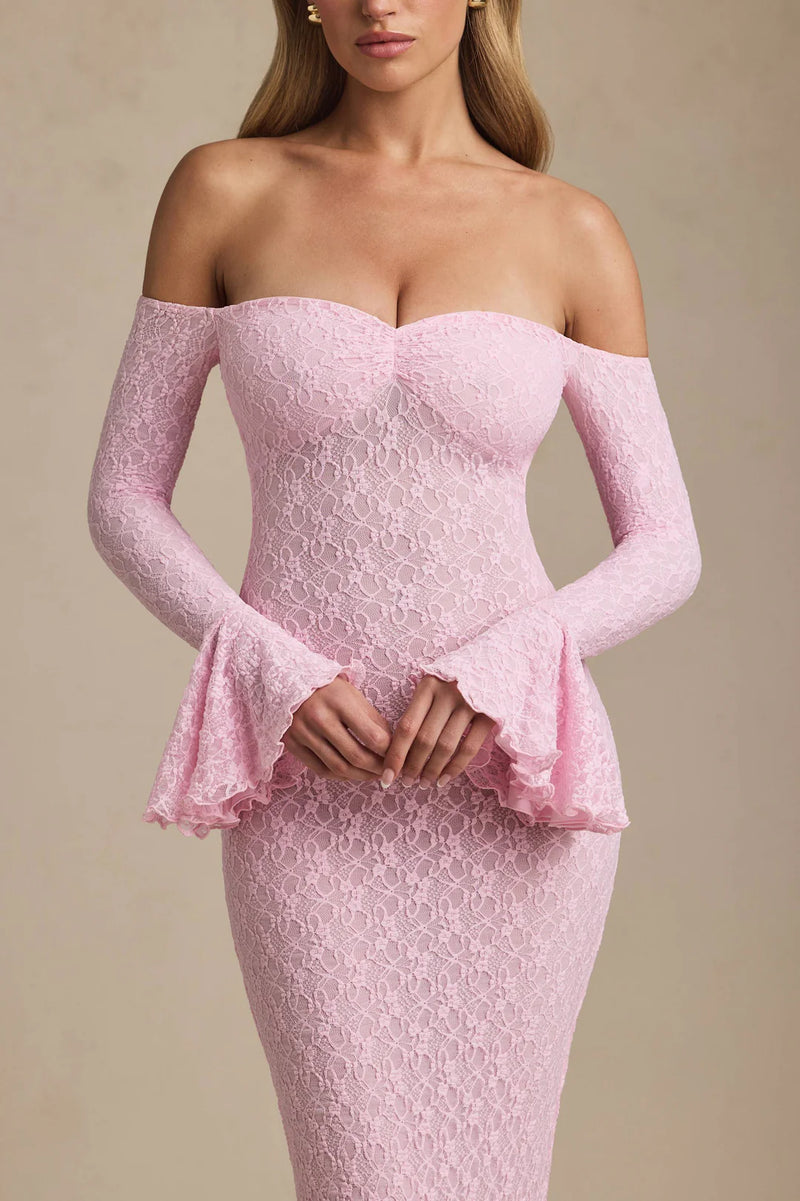 Strapless Long Sleeve Lace Mermaid Dress