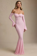 Strapless Long Sleeve Lace Mermaid Dress