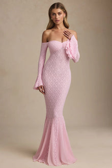 Strapless Long Sleeve Lace Mermaid Dress